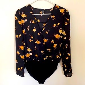 Forever 21 black floral bodysuit